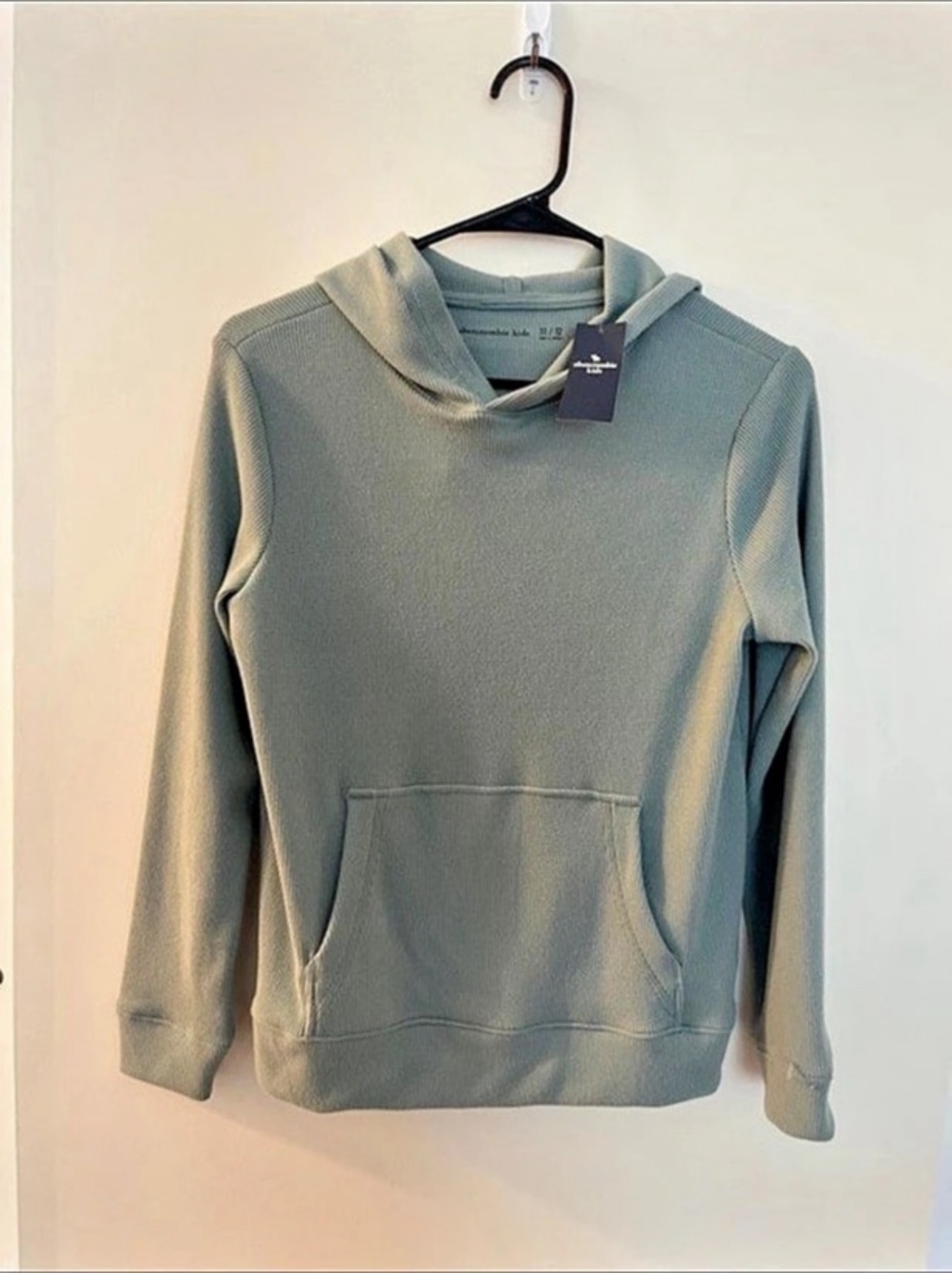 Abercrombie Kids Waffle Knit Pullover Hoodie Green Medium